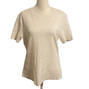 KATHIE LEE elegant embroidered mesh dress top